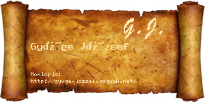 Gyüge József névjegykártya